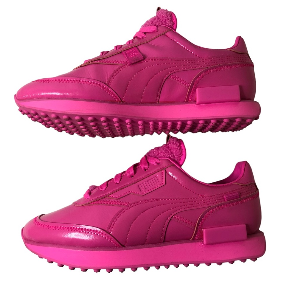 Puma Women's Hot Pink Leather & Sherpa-Trim Sneakers - Picture 5 of 10